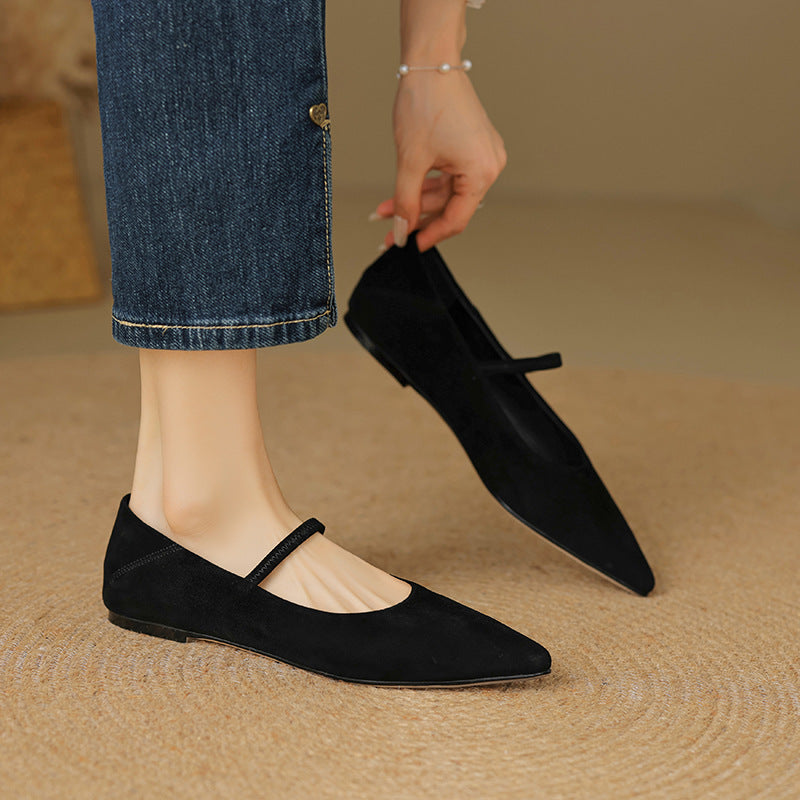Women’s Retro Mary Jane Flats – Vegan Suede Low Heel Comfort Shoes