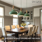 Nordic Wood Metal Pendant Light Height Adjustable Dining Room Bar Kitchen — Multi Colors 8 Inch