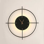 Glint Modern Round Wall Clock Lamp – Gold & Black