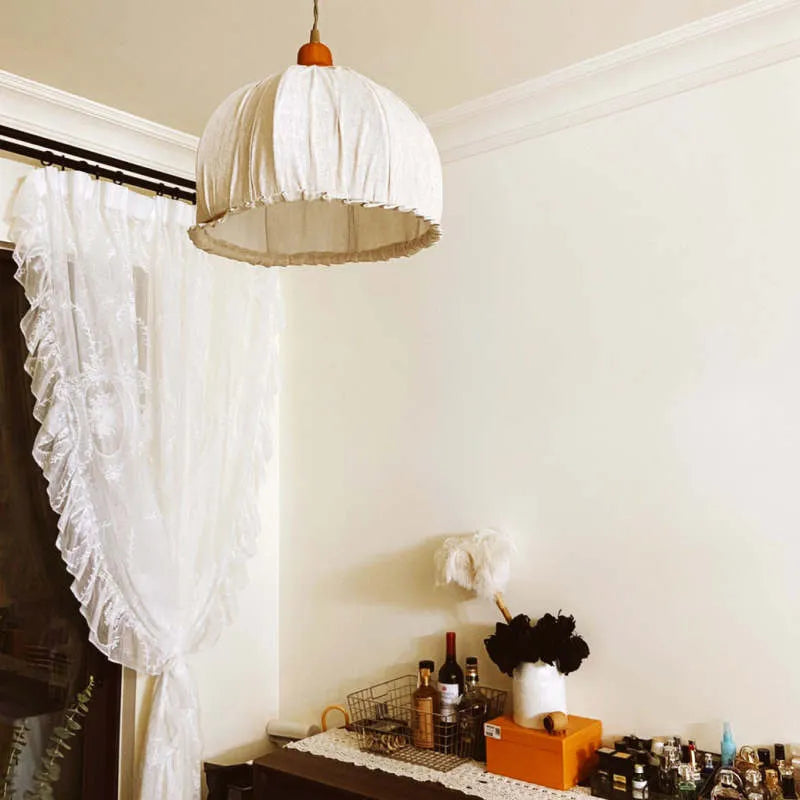 Haloa Vintage Pendant Light Beige, Fabric