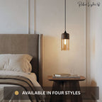 Wood Color Glass LED Pendant Lamp Minimalist Dining Room Bedroom Kitchen — 4 Styles