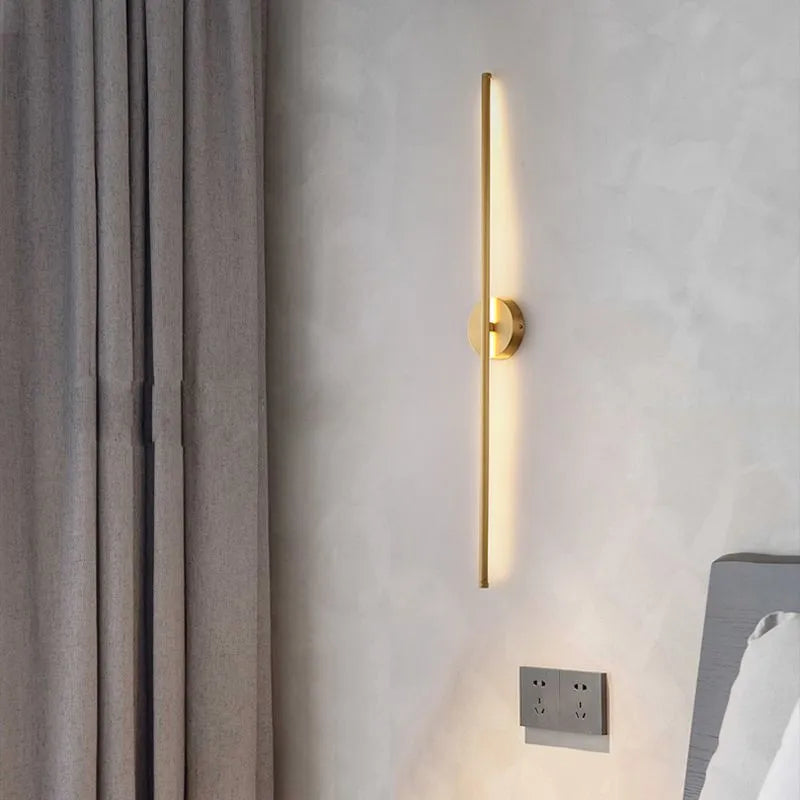 Fauro Modern Linear Metal & Silica Gel Wall-Mounted Lamps, Gold