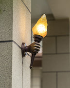 Torch Outdoor Wall Light Retro Flame Style LED Waterproof Porch Garden Entrance — Black Bronze