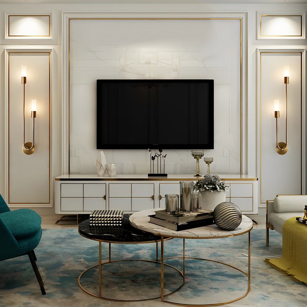 Arc Floor Lamp Curved Neck Warm LED Living Room Bedroom — Gold Black 22 26 Inch