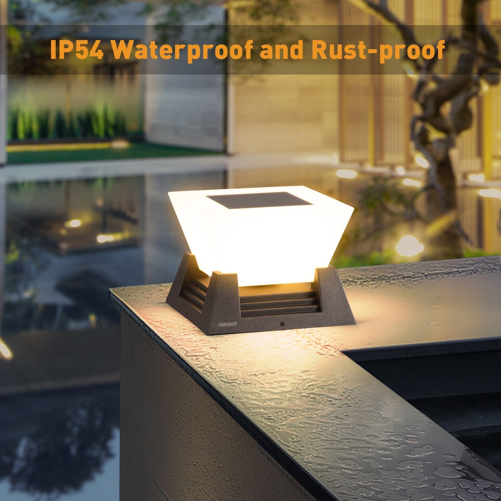 RIRZ NOVA Solar Post Light Modern Architectural LED Outdoor Pathway Garden — 28cm