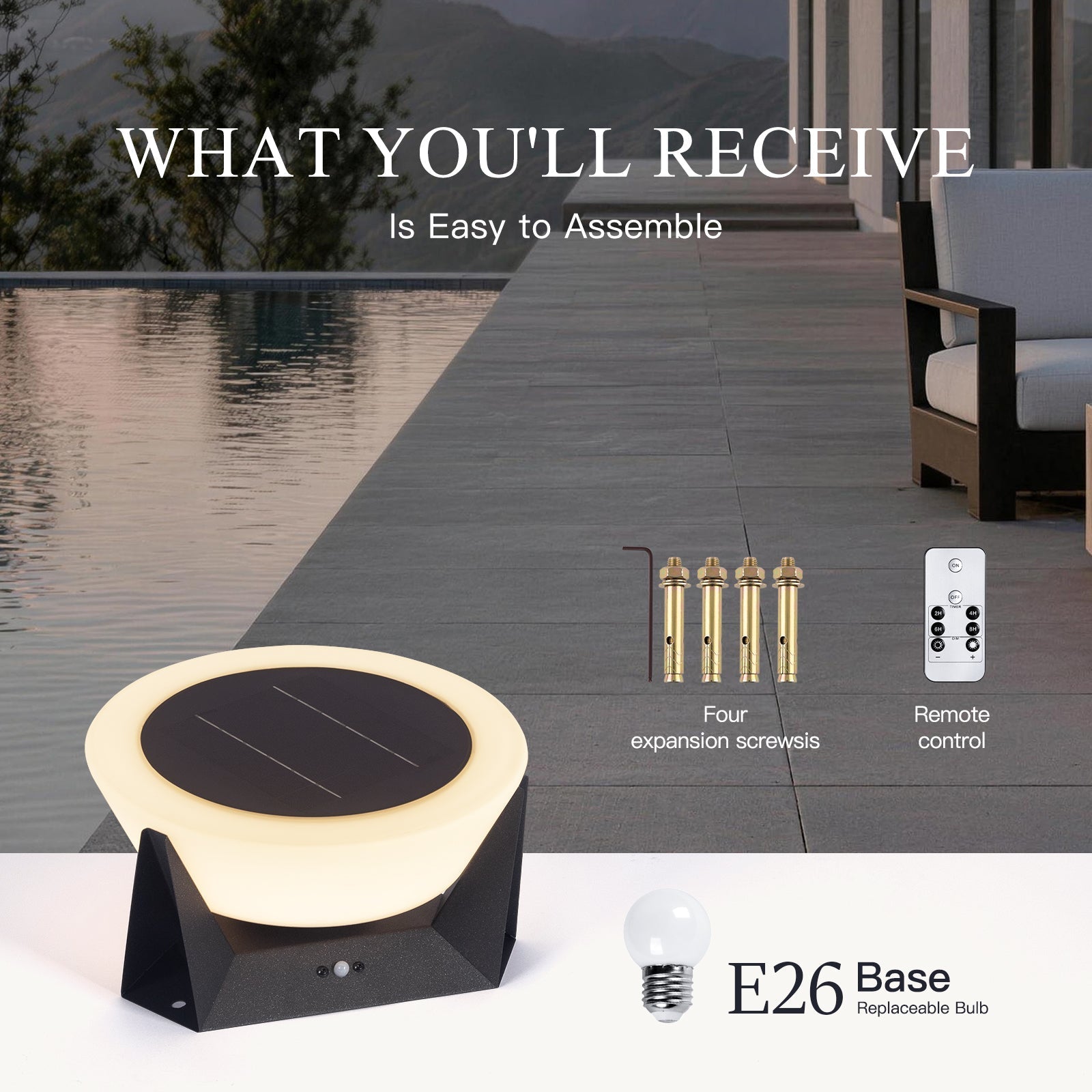 RIRZ HALO Solar Outdoor Floor Lamp LED Warm White Patio Garden Poolside — 18cm 28cm 38cm