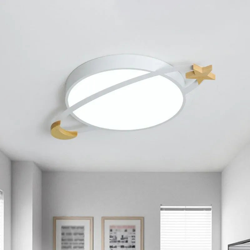 Arisha Modern Round Flush Mount Ceiling Light, Grey/White/Green