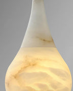 Alabaster Raindrop Pendant Light Natural Stone Teardrop LED Warm White Dining Bedroom — Brass Hardware