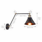 Epoch Retro Wall Lamp with Adjustable Swing Arm – Black & Gold Metal Design
