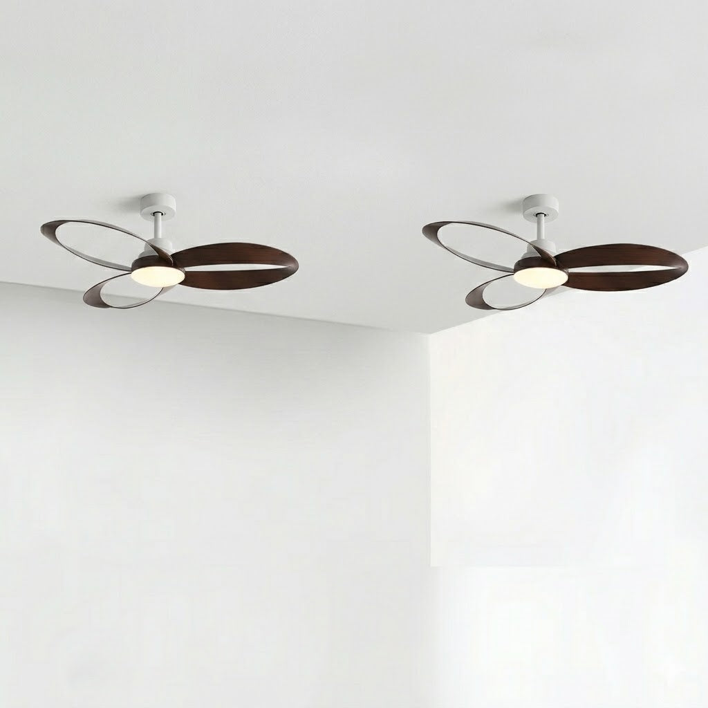 Modern Minimalist Geometric 6-Speed Ceiling Fan LED Light DC Motor Bedroom Living Room — 42 to 52 Inch
