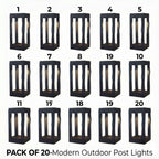 LED Bollard Garden Light Black Aluminum Square Landscape Pathway Hardwired — 31 Inch Sets