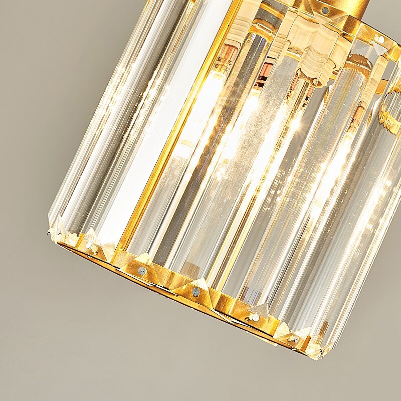 Vina Modern Cluster Cylinder Glass Pendant Light, Black/Gold