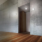 Ray Modern Mini Drum Outdoor Wall Light – Transparent Metal Design