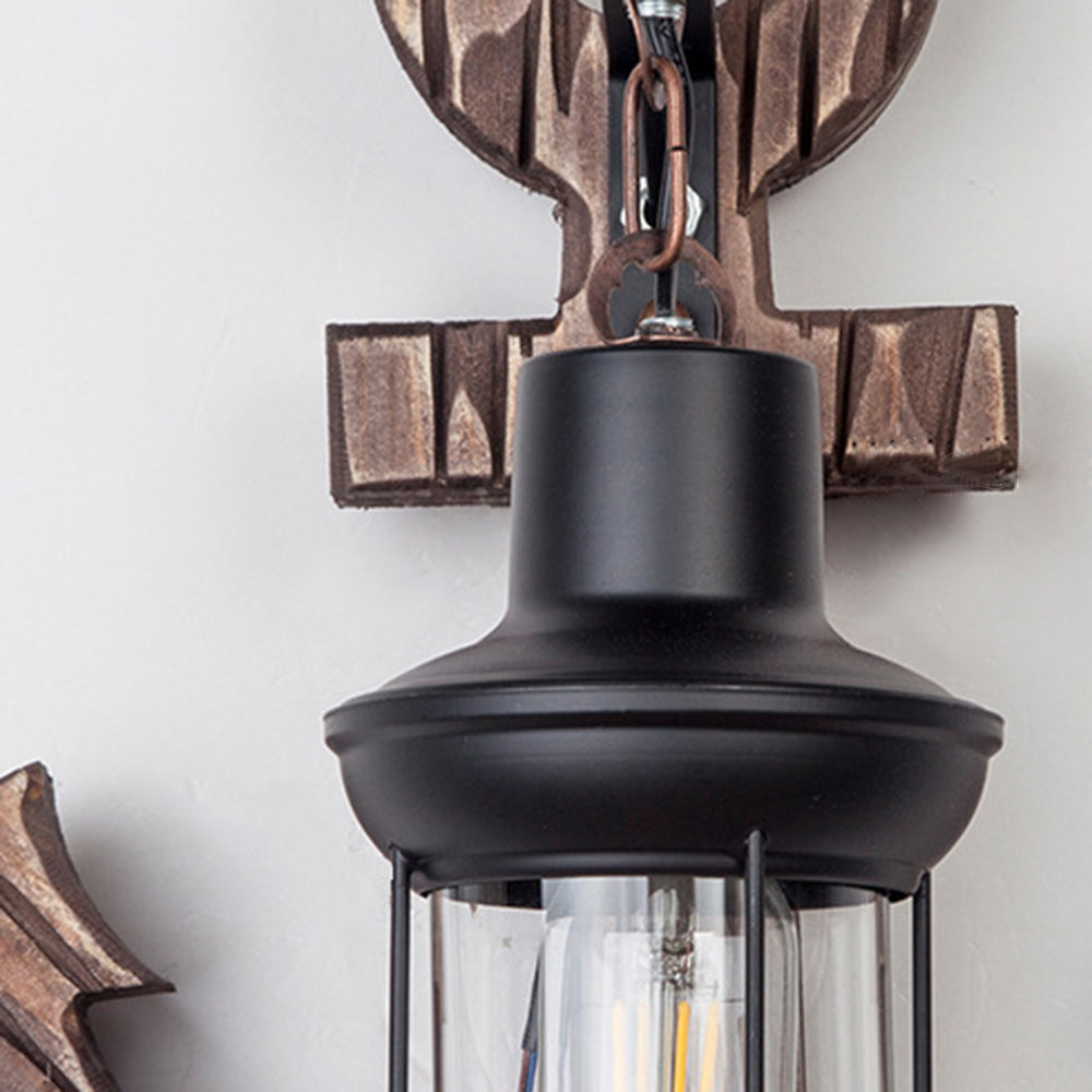 Epoch Anchor Lantern Wall Lamp – Vintage Antique Wooden Bedroom Sconce