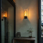 Ray Modern Rectangular Black Metal Outdoor Wall Lamp
