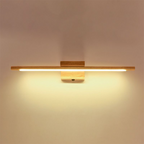 Muto Natural Wood Linear Vanity Wall Lamp with Mirror Front