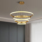 Kristy Modern Ring Metal/Arcylic LED Pendant Light, Black/Gold