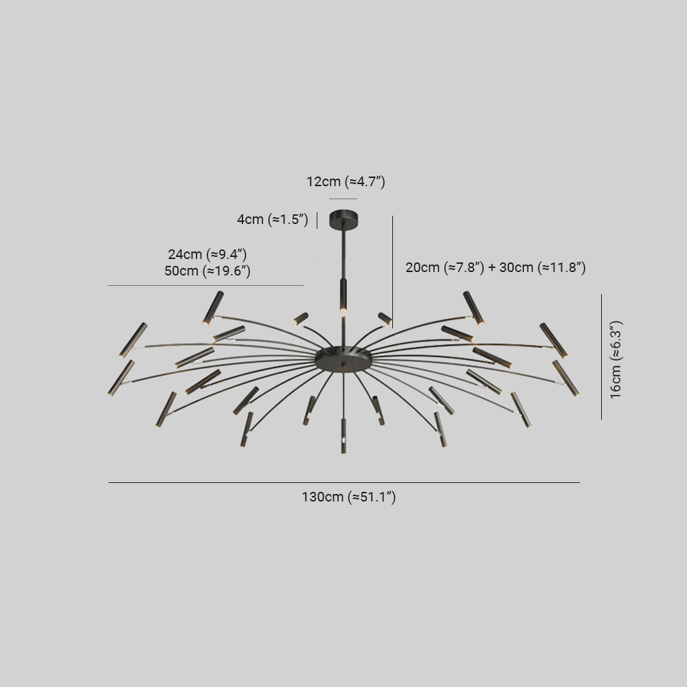 Arisha Modern Blown Linear Metal Multi-heads Chandelier