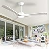 3-Blade Indoor Outdoor Ceiling Fan with LED Light Dimmable Remote IP44 Patio Gazebo — 42 to 52 Inch