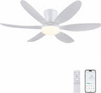 Low Profile Flush Mount Ceiling Fan with LED Light Dimmable Remote Noiseless Bedroom — 36 to 46 Inch