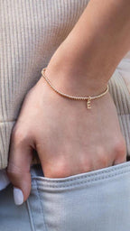 Gold 2mm Letter Charm Bracelet