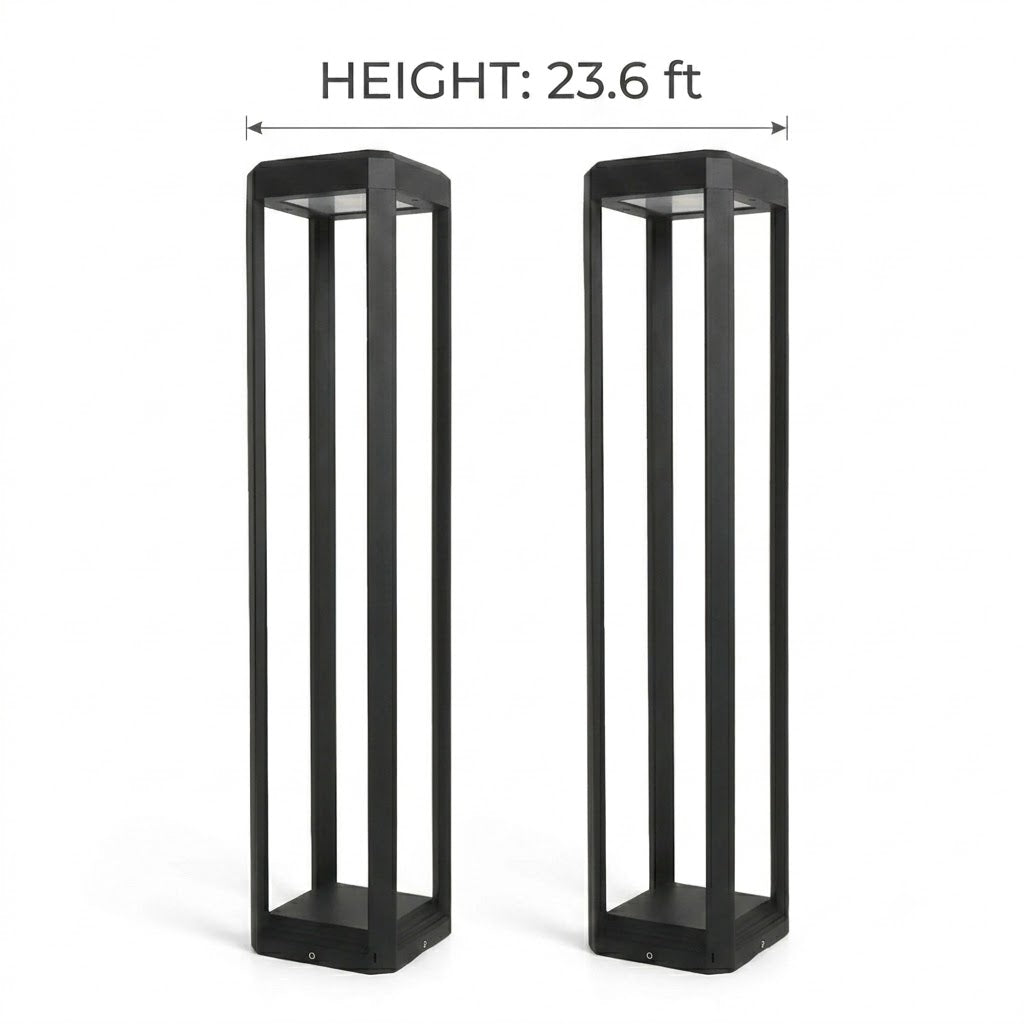 Modern Black Aluminum Solar Pathway Bollard Light IP65 Outdoor Garden Driveway — Singles to 8-Pack