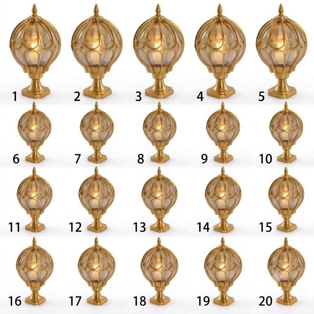 Outdoor Globe Pillar Light Retro Glass Copper Fence Post Hardwired — Black Bronze 7 to 15 Inch Sets