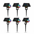 Waterproof RGB Solar Ground Spike Spotlight LED Tree Accent Outdoor — Warm White Singles to 8-Pack