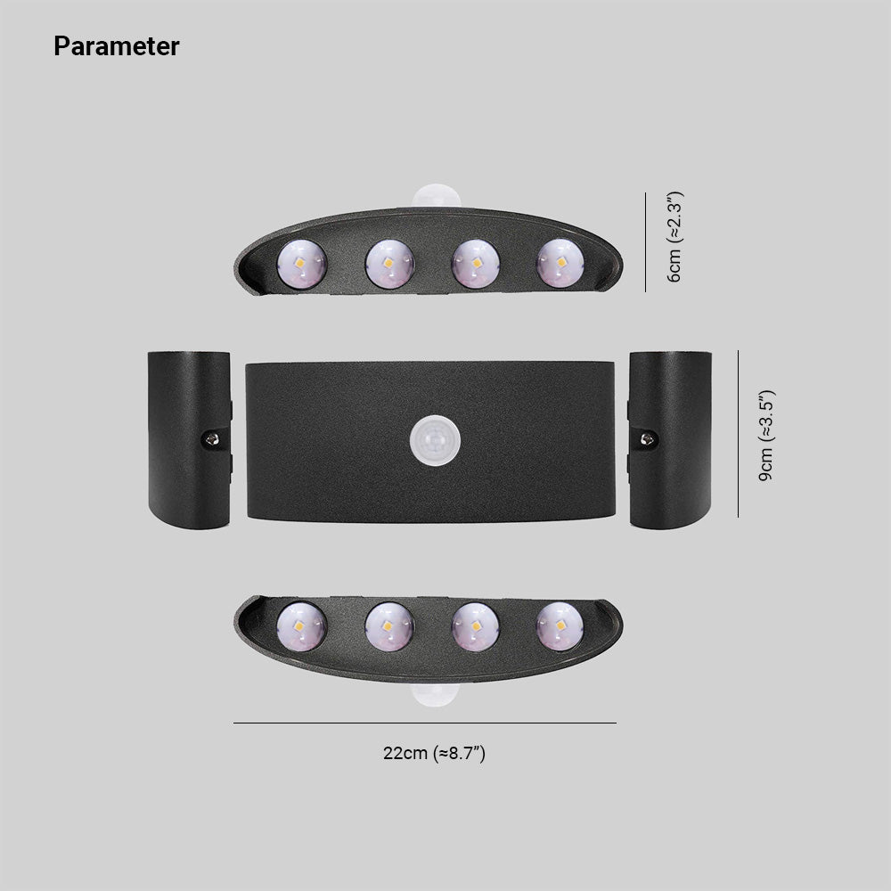 Ray Modern Minimalist Metal LED Wall Lamp with Up and Down Lighting, Black/White