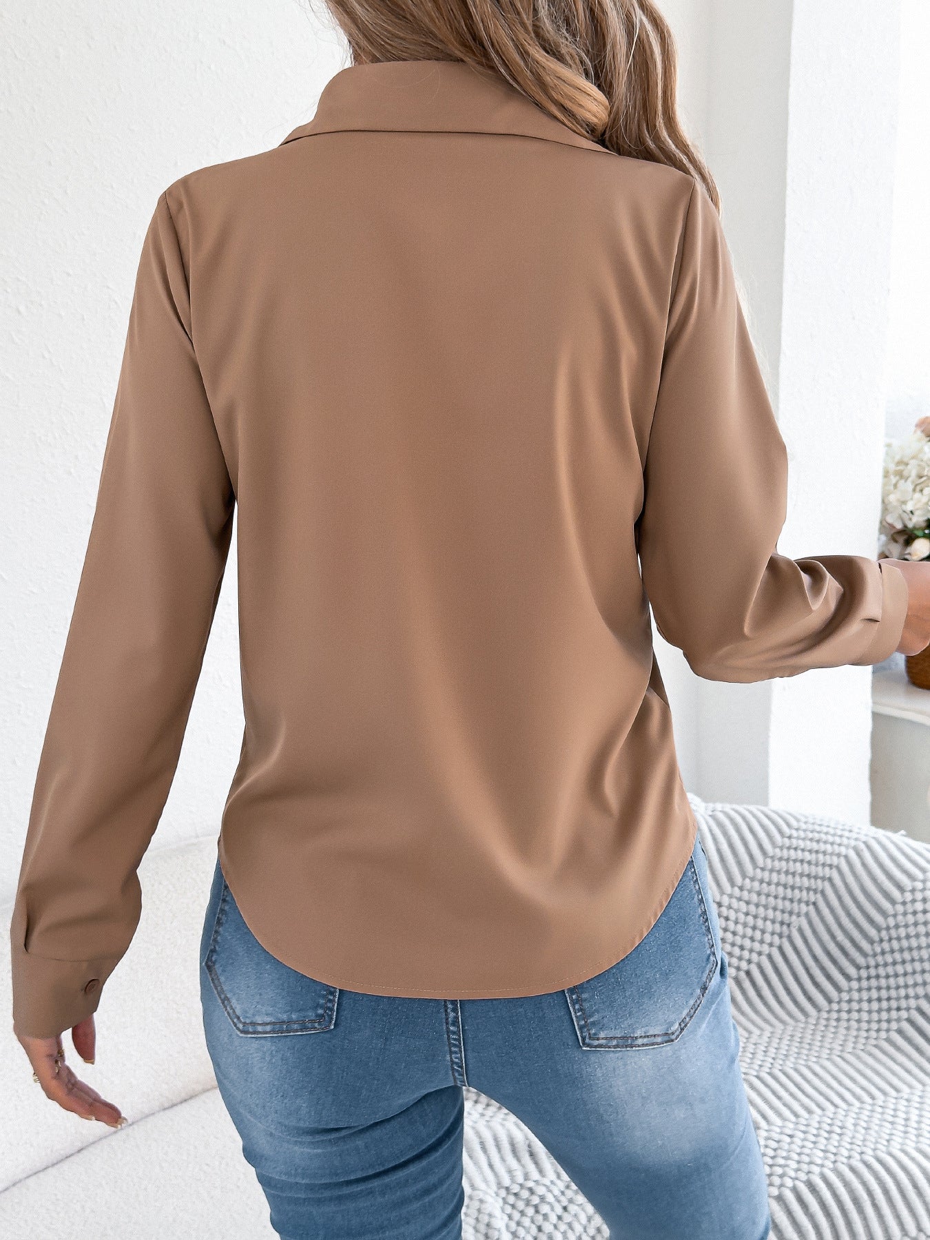 Elan | Tailored Pleated Blouse – Chic Button-Up Shirt for Women