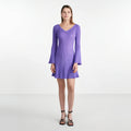 Women's Off-Shoulder Sweater Dress | Ribbed Knit High Waist A-Line Mini