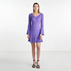 Women's Off-Shoulder Sweater Dress | Ribbed Knit High Waist A-Line Mini