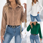 Elan | Tailored Pleated Blouse – Chic Button-Up Shirt for Women