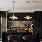 Vintage Floral Glass Pendant Light Height Adjustable Dining Room Bedroom — Purple Clear Gold Green