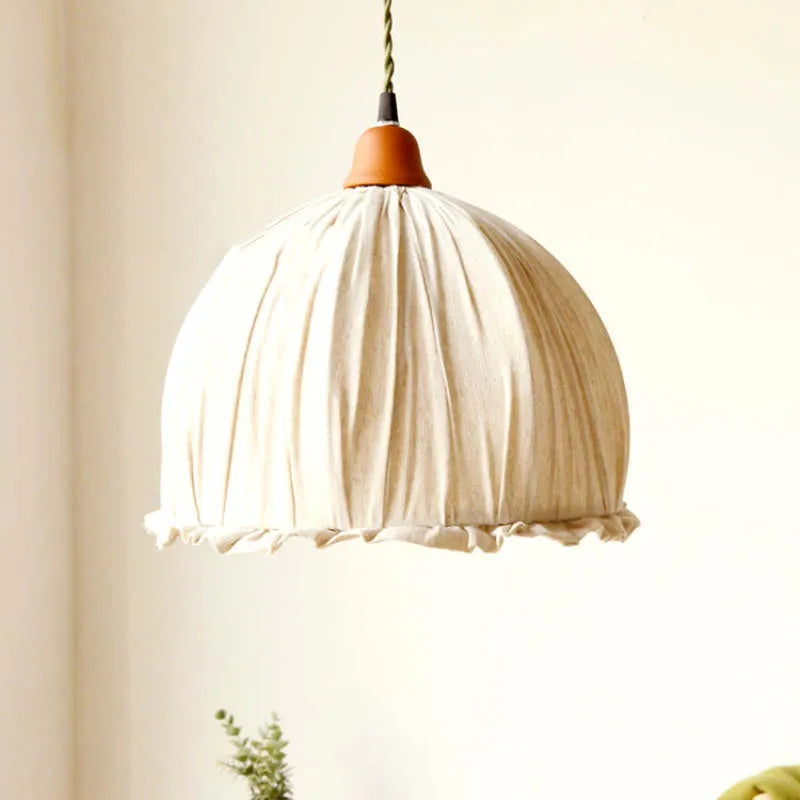 Haloa Vintage Pendant Light Beige, Fabric
