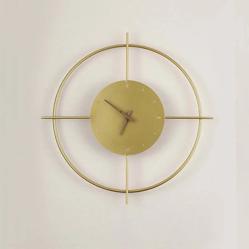 Glint Modern Round Wall Clock Lamp – Gold & Black