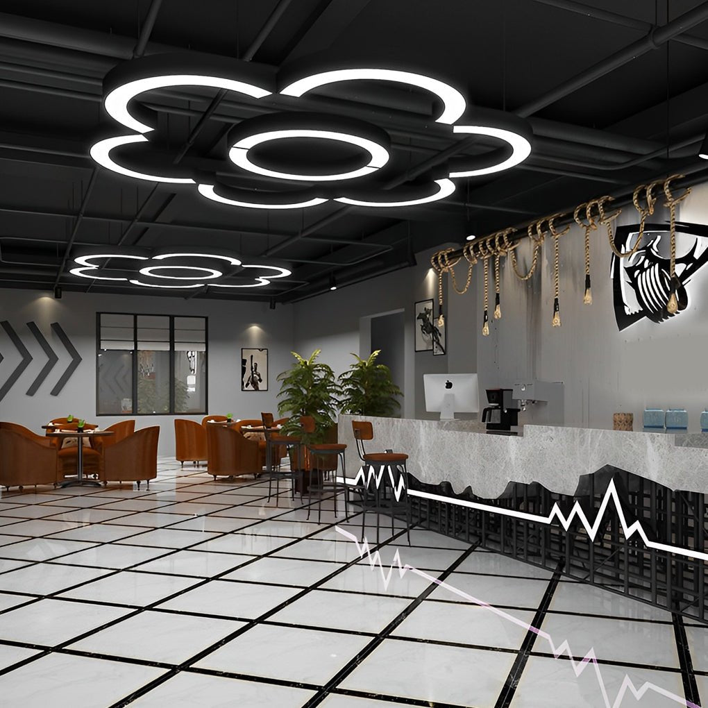 Curved Semi-Circle LED Pendant Light Ultra-Slim Acrylic Commercial Office Gym Shopping Mall — 15 to 47 Inch