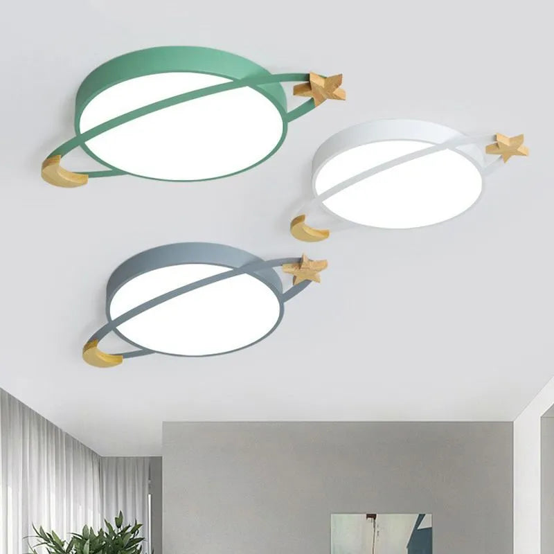Arisha Modern Round Flush Mount Ceiling Light, Grey/White/Green