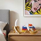 Banana Art Deco LED Table Lamp Brass Chrome Bedside Living Room — Sitting Upright Lounging