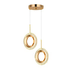 Gold Geometric Pendant Light LED 3-Step Dimming Oval Round Teardrop Bedroom Dining Room — 1 to 2 Lights