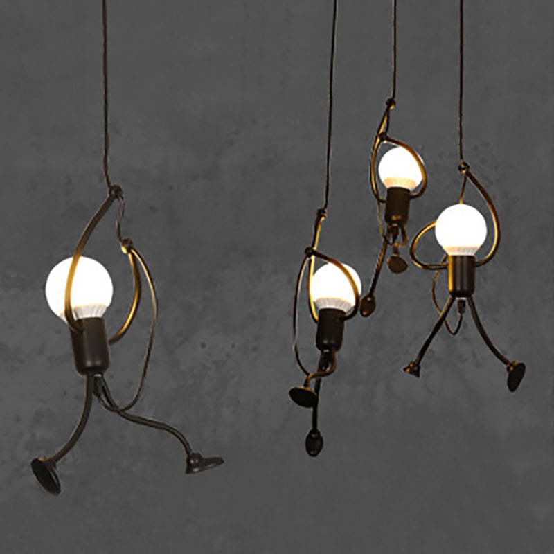 Miro Retro Modern Iron Man Pendant Light, Black