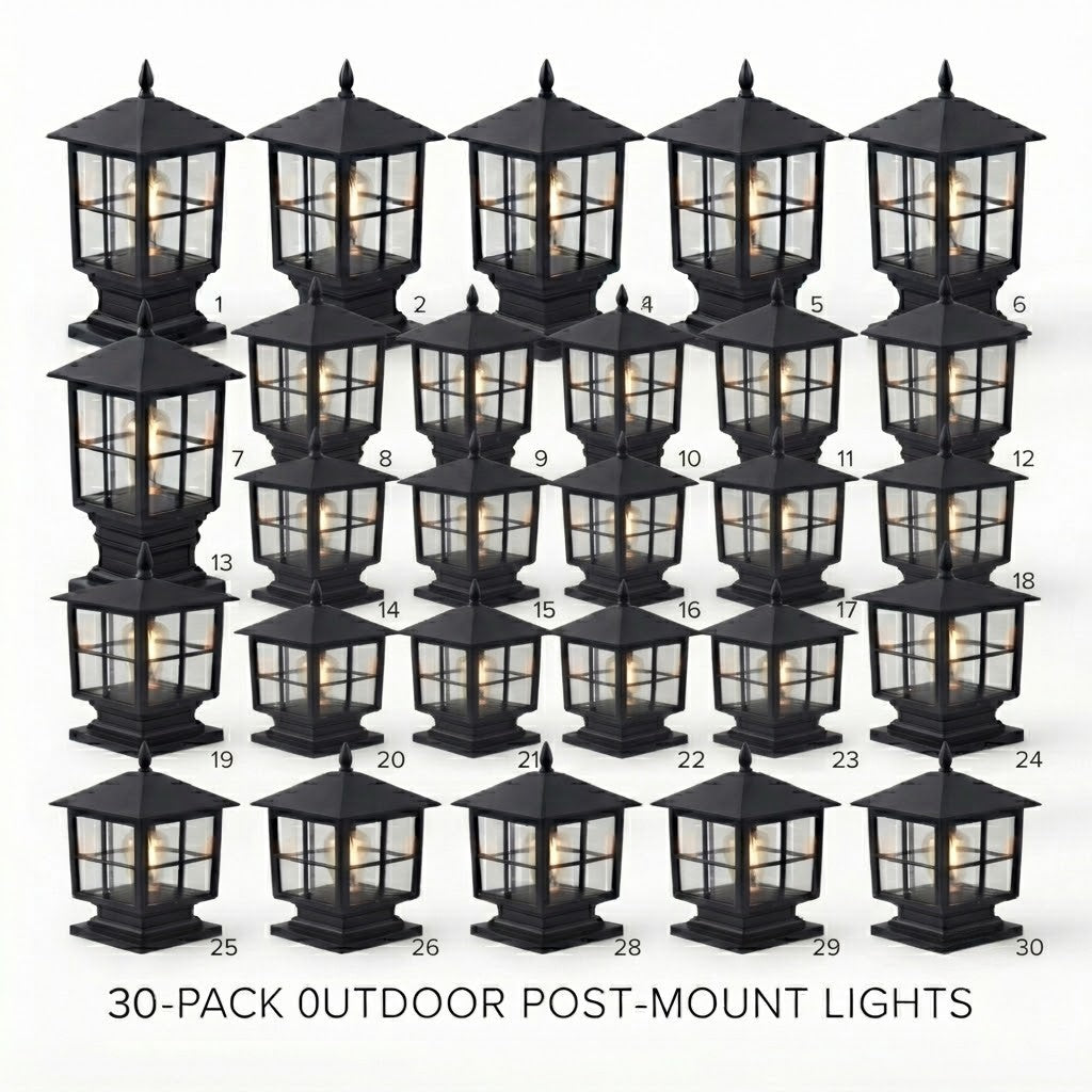 Stone Light Pillar Traditional Black Waterproof LED Driveway Entrance — Solar & Hardwired Sets