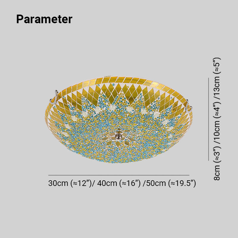 Tiffany Modern Mediterranean Glass Flush Mount Ceiling Light Blue/Yellow/White
