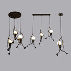 Miro Retro Modern Iron Man Pendant Light, Black