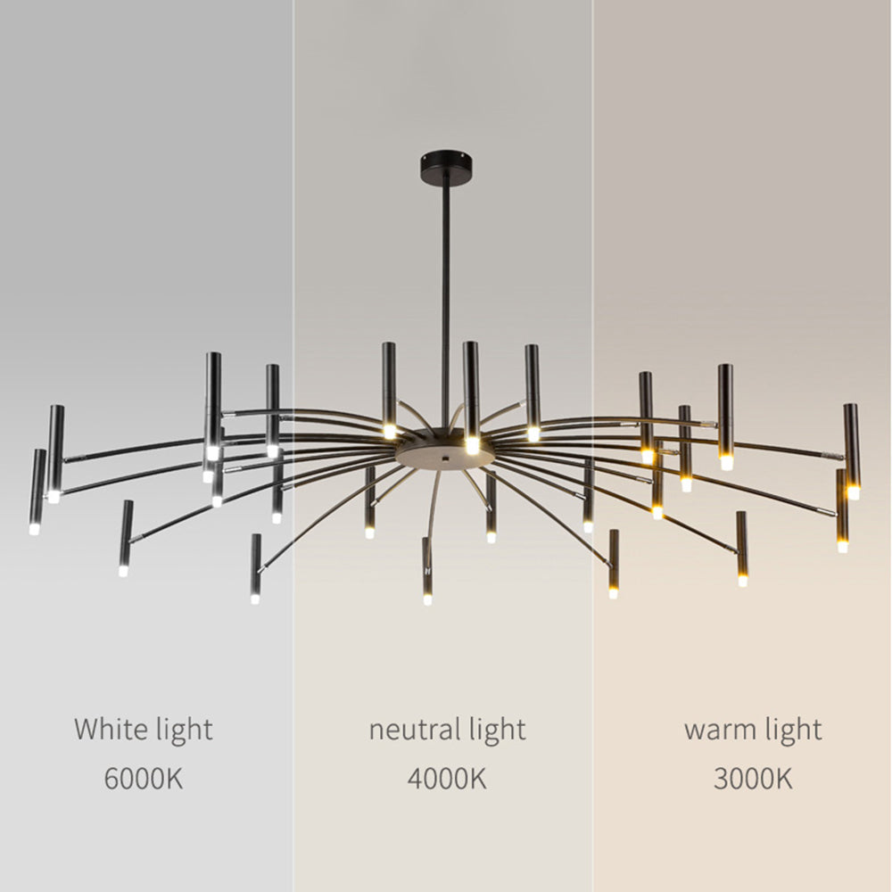Arisha Modern Blown Linear Metal Multi-heads Chandelier