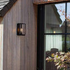 Ray Modern Rectangular Black Metal Outdoor Wall Lamp