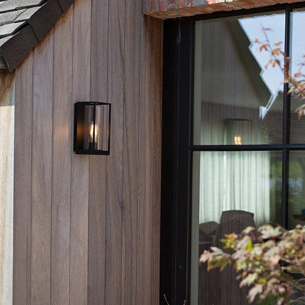 Ray Modern Rectangular Black Metal Outdoor Wall Lamp