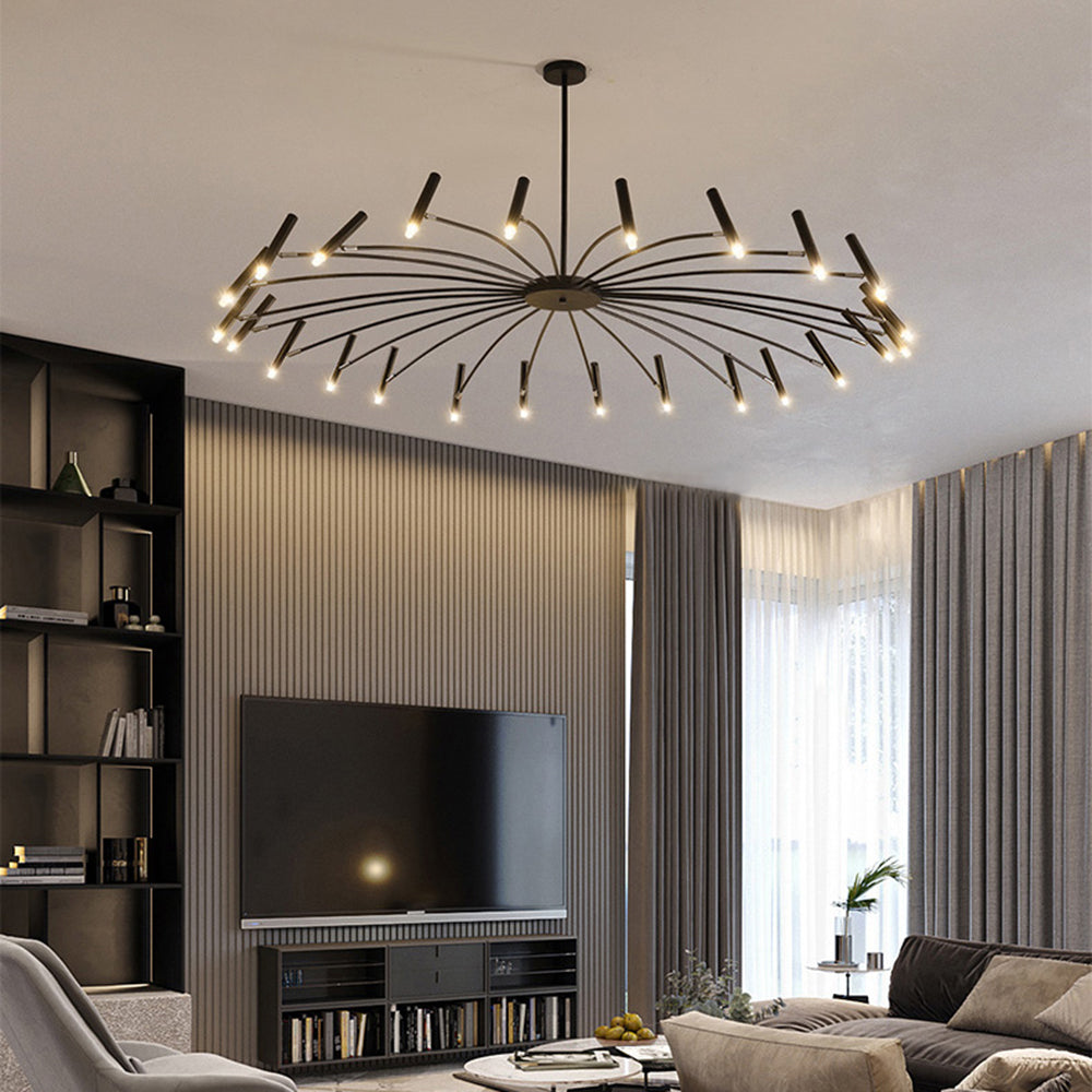 Arisha Modern Blown Linear Metal Multi-heads Chandelier