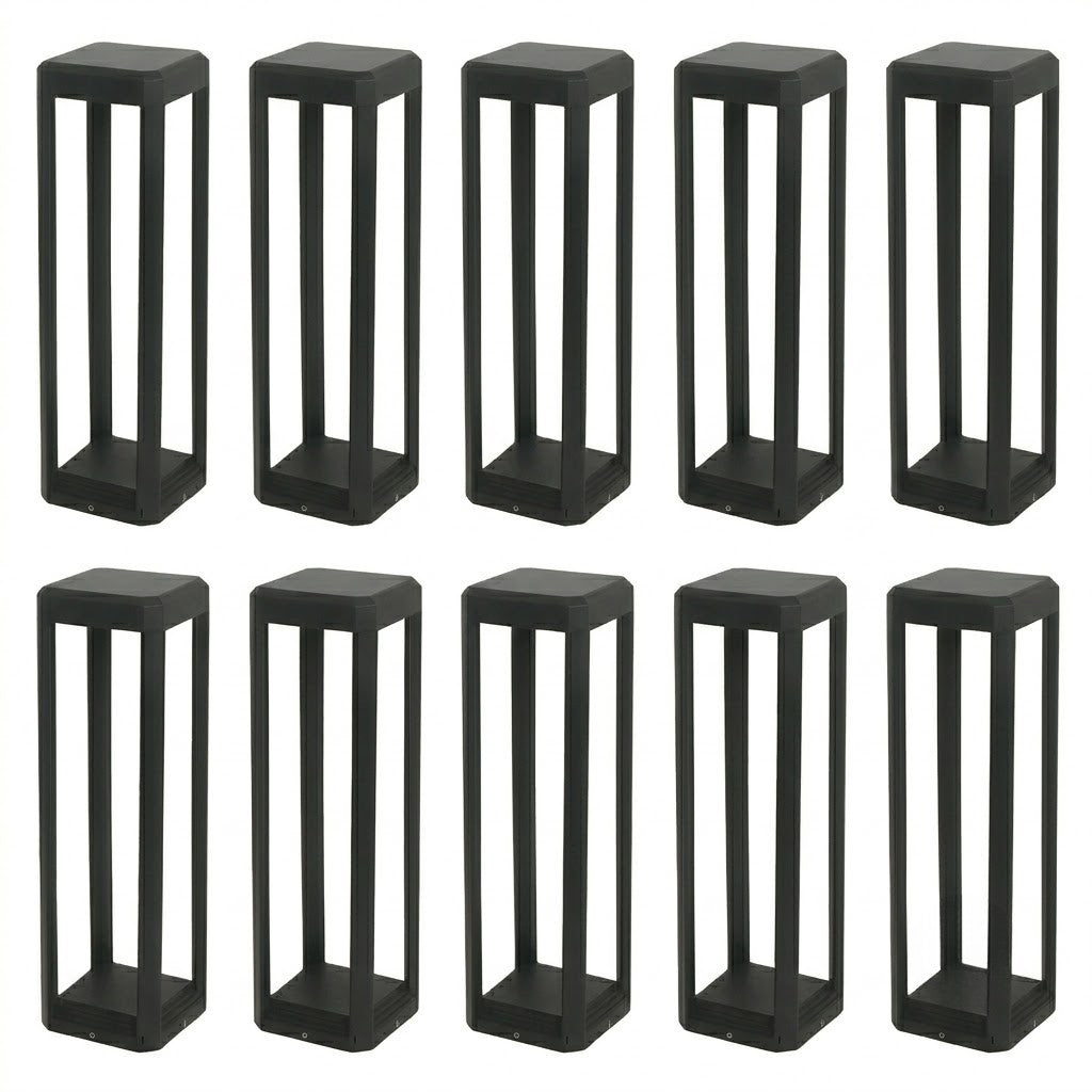 Modern Black Aluminum Solar Pathway Bollard Light IP65 Outdoor Garden Driveway — Singles to 8-Pack