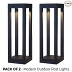 LED Bollard Garden Light Black Aluminum Square Landscape Pathway Hardwired — 31 Inch Sets